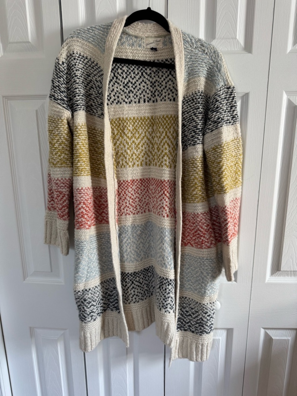 Universal Thread - Wool Blend Chunky Knit Color Block Cardigan Duster medium